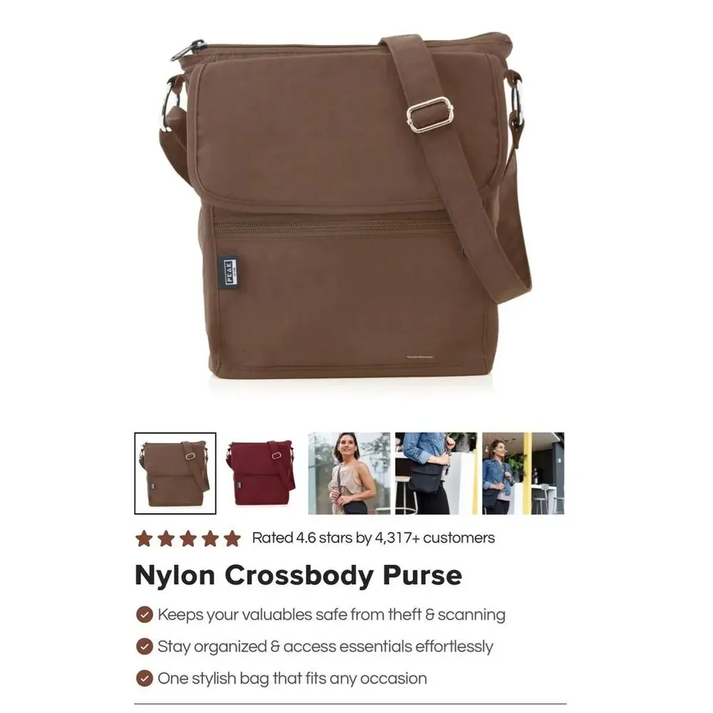 EUC Brown Peak Crossbody Purse Travel Lightweight Compact Bag
